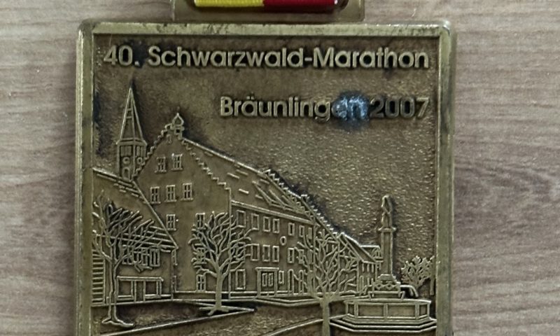 Die Medaille vom Internationalen Schwarzwald Maratohn in Bräunlingen am 14. Oktober 2007