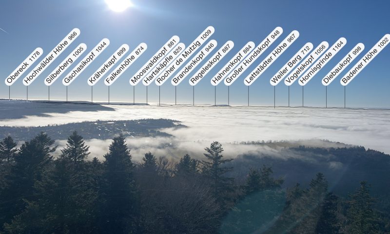 PeakFinder Bilder mit Angabe der Berge um Höhe