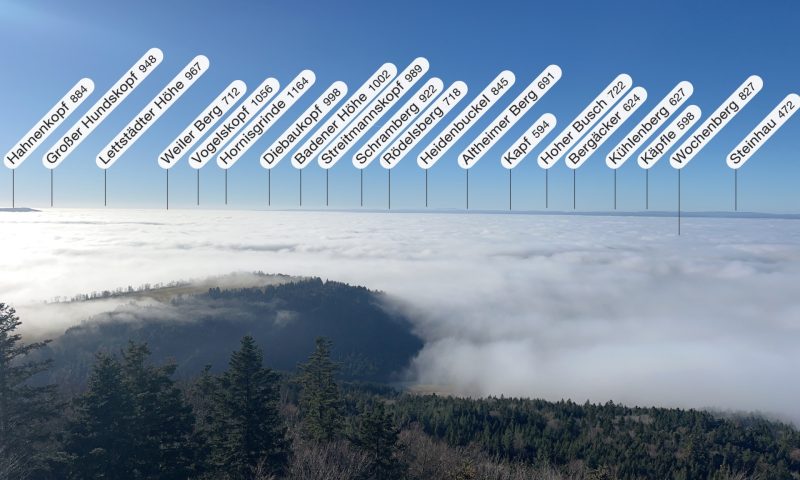 PeakFinder Bilder mit Angabe der Berge um Höhe