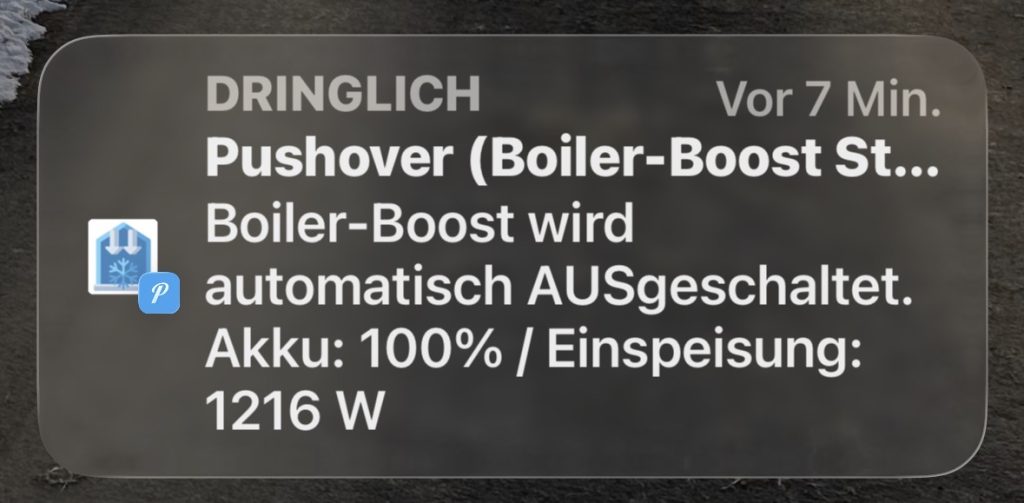 Pushover message air conditioning and Boiler Boost